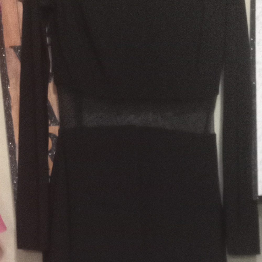 4/$12Fashion Nova  Black Long Sleeve Sher Mess Panel Waist Mini Thick  Dress